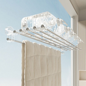 SANIPRO Porte-serviettes mural pliable pour salle de bain, séchoir à linge télescopique sans perçage avec ventouse - Product Image 4