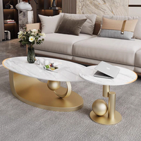 Table basse moderne de luxe léger pour salon, en marbre et métal haut de gamme, avec rangement, écologique, idéale pour les petits espaces