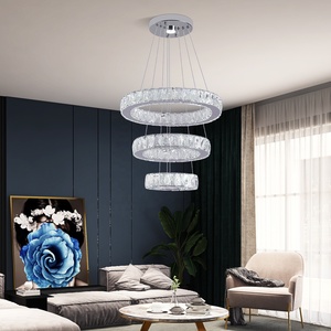 โลฟท์คริสตัลแสงอบอุ่น 47W โคมไฟ LED วงกลมแหวนโคมไฟจี้คริสตัลโมเดิร์นสําหรับห้องนั่งเล่น - Product Image 3