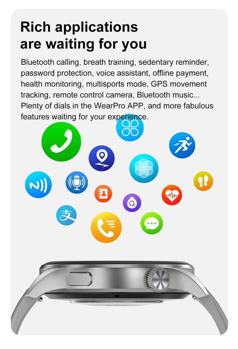 New Arrival DT3 New 1.45 Inch 412 x 412 Pixel Round Screen Fitness Tracker IP68 Waterproof BT Calling Smart Watch for Men