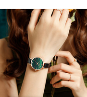 Montre à quartz VODOY 1009 pour femme, style coréen, boîtier en alliage, cadran en verre minéral, acier inoxydable, résistante à l'eau 3 ATM, bracelet en cuir