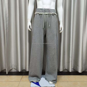 Vente en gros de pantalons de survêtement pour hommes en coton éponge baggy à coutures inversées personnalisés - Product Image 2