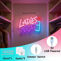 Letrero LED de Neón con USB Regulable para Dormitorio, Sala de Juegos, Bar, Cafetería, Fiesta, Regalo de Navidad, para Damas