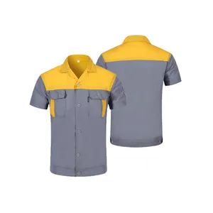 Customized various colors short sleeve work shirt, men's and women's workshop work clothes, maintenance workwear