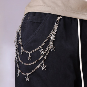โซ่คล้องกางเกงลายดาวฮิปฮอป หลายชั้น ทำจากโลหะผสมสังกะสี โซ่คาดเอว สไตล์ปาร์ตี้พังก์ แฟชั่นโซ่คล้องตัว - Product Image 1