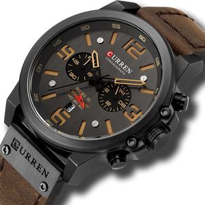Reloj de Cuarzo Deportivo de Alta Calidad y Gran Venta de la Marca CU RREN 8314 para Hombre, Cronógrafo con Fecha, Correa de Cuero Multicolor, Movimiento Japonés - Product Image 1