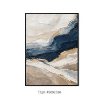 Peinture abstraite bleu marine et or texturée sur toile encadrée, grande décoration murale de luxe nordique moderne pour la maison ou le bureau
