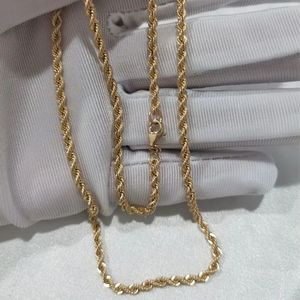 Xinfly Trendy Pure 18K Solid Yellow Gold <b>Rope</b> Twist <b>Chains</b> Ladies Necklace Jewelry - Product Image 2