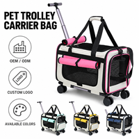 Sac de transport pour animaux de compagnie avec chariot, tissu 600D, maille respirante et coussin réversible pour chats et chiens jusqu'à 5 kg, sac à dos de transport pour animaux de compagnie