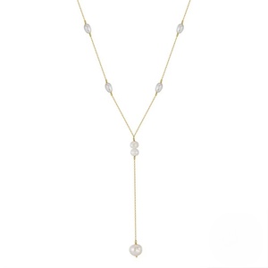 Collar con Colgante en Forma de <span class=keywords><strong>Y</strong></span> de <span class=keywords><strong>Plata</strong></span> de Ley S925, Chapado en <span class=keywords><strong>Oro</strong></span>/Rodio de 14K, con Perla Barroca de Agua Dulce de Grado 3A, Estilo Minimalista para Mujer - Product Image 1