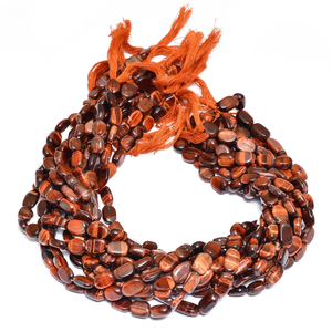 Ojo de tigre 8mm-10mm cuentas de pepitas ovaladas planas Ojo de Tigre rojo Natural piedras preciosas semipreciosas ovaladas cuentas de lujo para la fabricación de joyas - Product Image 3