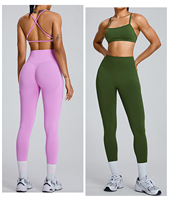 Legging de sport pour femme, taille haute élastique, respirant, séchage rapide, sans couture, motif uni, effet fessier galbant, avec logo personnalisé