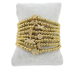 BC1407 — bracelet Mini minimaliste en diamant plaqué or 18k, Micro pavé CZ, ancre de cœur, étoile papillon, breloques à main, en forme de boule, - Product Image 1