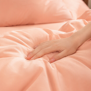 ชุดเครื่องนอนผ้าฝ้ายทอทันสมัยสีพีชและสีชมพูแซลมอน ยี่ห้อ Poland Stock Solid Peach & Blush Salmon  200TC  ผ้าห่มคลุมเตียง 3 ชิ้น สำหรับขายส่ง/ดรอปชิปปิ้งในยุโรป - Product Image 4