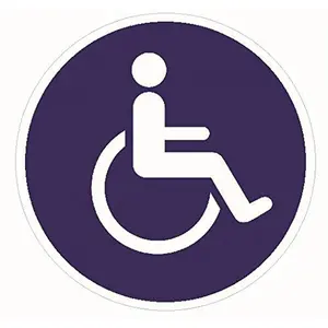Símbolo de la etiqueta de la silla de ruedas Etiqueta de acceso para discapacitados Etiqueta redonda de 2 pulgadas