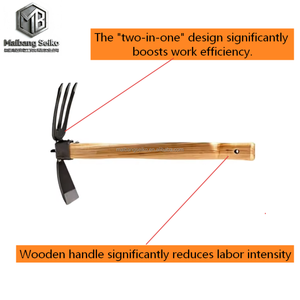 Fourche de jardin manuelle robuste en acier au manganèse à double roue et 4 dents, type Dutch Garden Eye, avec deux trous, <span class=keywords><strong>petite</strong></span> <span class=keywords><strong>houe</strong></span> de barbecue, <span class=keywords><strong>houe</strong></span> facile - Product Image 2