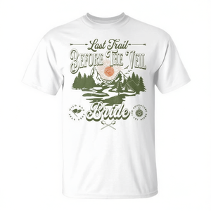 Camiseta para despedida de soltera con diseño de campamento de montaña, Last Trail Before The Veil - Product Image 2