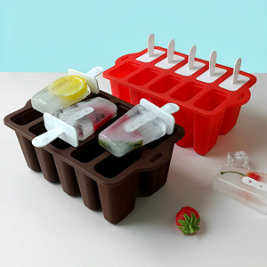 Moules à glace en silicone de qualité alimentaire à 10 cavités pour la fabrication de bâtonnets glacés, réutilisables, écologiques, outils pour faire de la glace maison - Product Image 2