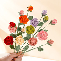 36cm Fleur artificielle en tricot fait main Rose Fleur au crochet pour la décoration intérieure