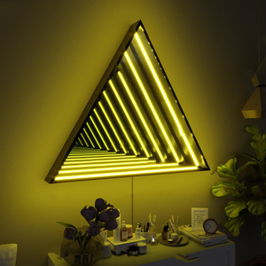 Tiktok Vente Chaude 50CM LED Design Moderne RGB Triangle Atmosphère Applique Murale Salon Chambre <span class=keywords><strong>Infinity</strong></span> Miroir Lampe - Product Image 2