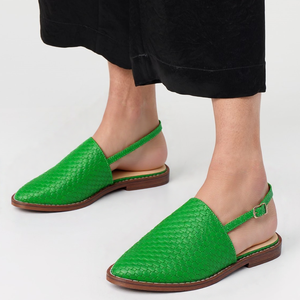 Sandales plates pour femmes, taille 54, avec dessus tressé, bout pointu, largeur extra-large, bride arrière, unisexe, chaussures décontractées de plage - Product Image 3