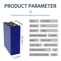 Cellule de batterie LiFePO4 prismatique Cornex 280Ah 3.2V, durée de vie de 8000 cycles, qualité A, phosphate de fer et de lithium pour stockage d'énergie solaire domestique et véhicules électriques