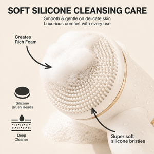 Brosse nettoyante pour le visage imperméable IPX6, exfoliante, massante, nettoyant facial en silicone, brosse nettoyante électrique pour le visage avec 6 têtes - Product Image 5