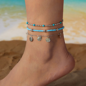Conjunto de joyería chapada en oro Europeo Americano de 18 quilates, placa de estrella de mar, Concha, cadena de <span class=keywords><strong>pie</strong></span> de 3 piezas, accesorio de playa de verano versátil para regalos - Product Image 6