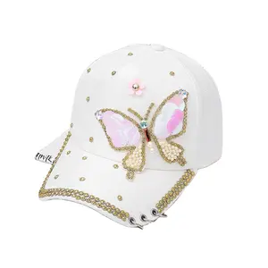 2024 rahat çok yönlü beyzbol şapkası yaz güneş şapkası Net şapka kelebek şapka seti elmas kişilik kap