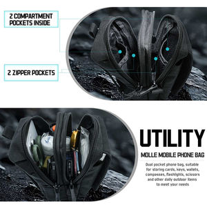 Riñonera Táctica Molle para Teléfono Móvil con 2 Compartimentos para Equipo de Defensa Personal - Product Image 4