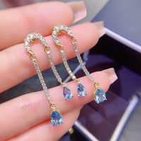 Groothandel op maat gemaakte 925 sterling zilveren oorbellen met natuurlijke topaas, modieus edelsteen sieraden cadeau voor vrouwen, bruiloft, feest