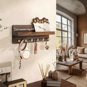 Wooden storage rack, entryway storage rack, creative wooden dog paw shaped hooks, wall-mounted <b>key</b> <b>hanger</b> hooks - Product Image 4