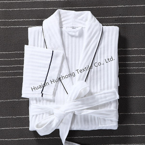 Wholesale HOT selling <strong>kimono</strong> bathrobe luxury white strip <strong>waffle</strong> cotton <strong>robe</strong> soft and breathable custom hotel bathrobe for spa - Product Image 2