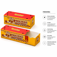 Boîte à hot-dogs jetable en papier, personnalisée, pour emporter, emballage alimentaire, boîte rétro à motif de dessin animé pour restaurant, snack-bar