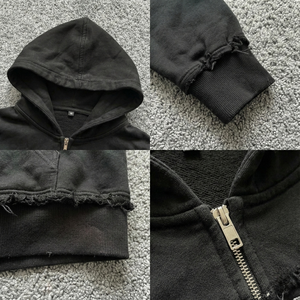 Sudadera con Capucha para Hombre, Estilo Vintage, Lavada, con Pedrería, Corte Cuadrado, Oversize, 420 g/m², Algodón de Alta Calidad, Personalizable OEM, TKAN551 - Product Image 2