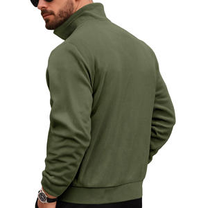 Cárdigan de pana para hombre, manga larga, informal, con bolsillos, botones, corte ajustado, dobladillo redondo, color beige - Product Image 3