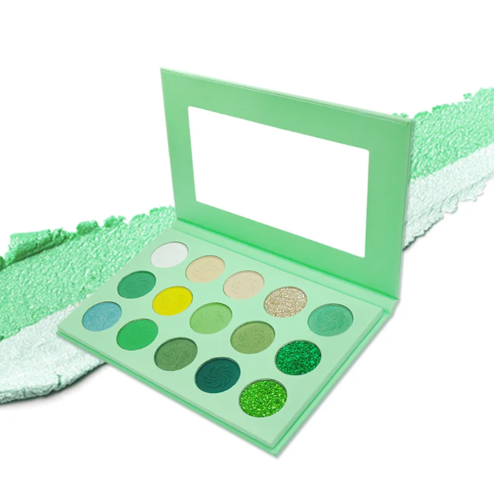 卸売グリーンカラー化粧パレットプロ高品質毎日化粧着色アイシャドウパレット