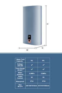 Thermostat plat haut de gamme 30L/50L chauffe-eau électrique appareil ménager Geyser stockage 2000W - Product Image 6
