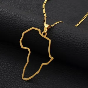 Provence takı 18k altın kaplama özel takı büyük afrika harita kolye erkekler kolye