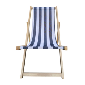 Chaise longue pliante Populus Wood Sling Chair à rayures bleues, 2 pièces, mobilier de jardin extérieur - Product Image 5