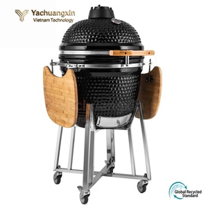 Parrilla Kamado de Cerámica para Barbacoa con Carbón, Asador para Exteriores, Cocina para Patio con Estantes Laterales y Carrito para Camping - Product Image 3