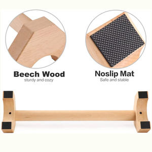 Barres de musculation en bois pour pompes, équipement de <span class=keywords><strong>gym</strong></span> avec tapis antidérapant, entraînement solide pour femmes et hommes, fitness portable - Product Image 4