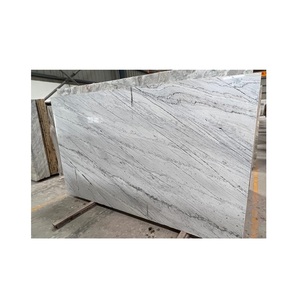 Carreaux de dalle de marbre blanc linéaire de haute qualité Design moderne pour les comptoirs de l'Inde dosserets cheminées finition naturelle polie - Product Image 1