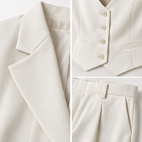 Ensemble tailleur décontracté deux pièces pour femme, brodé sur mesure, ODM/OEM, à porter au quotidien, avec blazer à manches longues et pantalon coupe droite en lin/coton