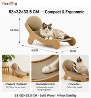 Vente en gros : Griffoir pour chat durable et anti-rayures en rotin naturel et corde de chanvre, convertible en canapé-lit, avec jouet pour chat en forme de balle