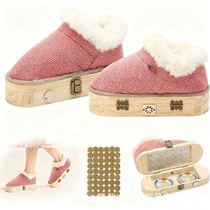 Zapatos de Moxibustión de Madera Maciza con Punta Redonda y Forro de Felpa, Dispositivo de Calefacción para el Cuidado de los Pies de Mujer - Product Image 1