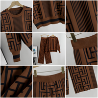Ensemble tricoté décontracté deux pièces pour femme, coupe ample, anti-boulochage, amincissant, couleur unie, tendance automne