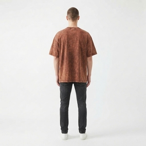 Camisetas de Alta Calidad para Hombre, Tallas Grandes, Lavado Ácido, Color Sólido, Estilo Desgastado, Efecto Desteñido por el Sol - Product Image 3