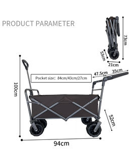 Folding <b>Hand</b> <b>Cart</b> Portable Lightweight Steel Frame Durable Easy Store Industrial Storage Outdoor Travel Picnic Fishing Shopping - Product Image 5