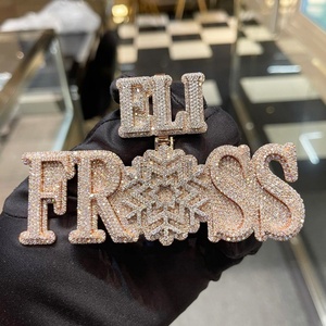 Pendentif personnalisé en argent sterling 925 massif plaqué or rose bicolore avec moissanite ronde glacée pour hommes Hip Hop - Product Image 2